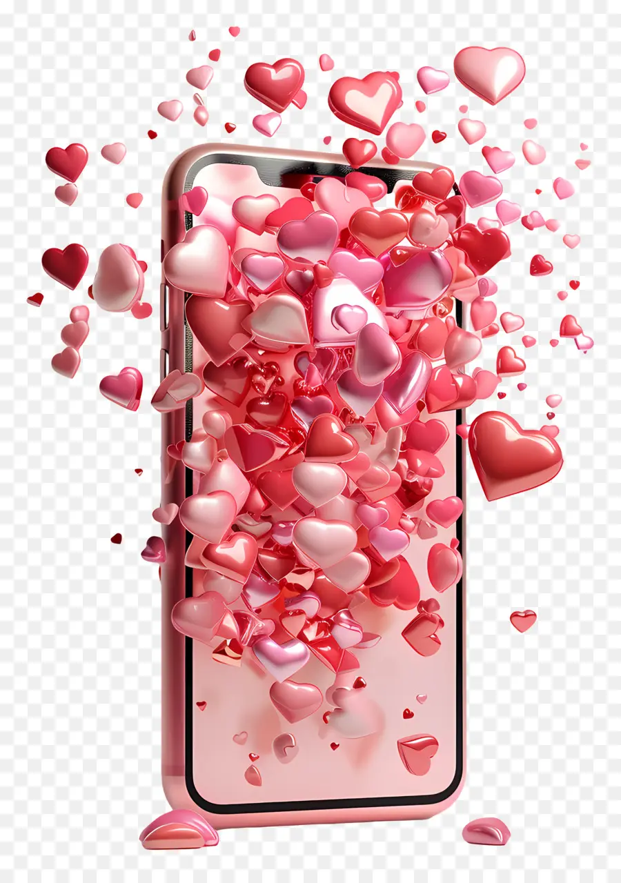 Любовь дизайн，Розовый смартфон PNG