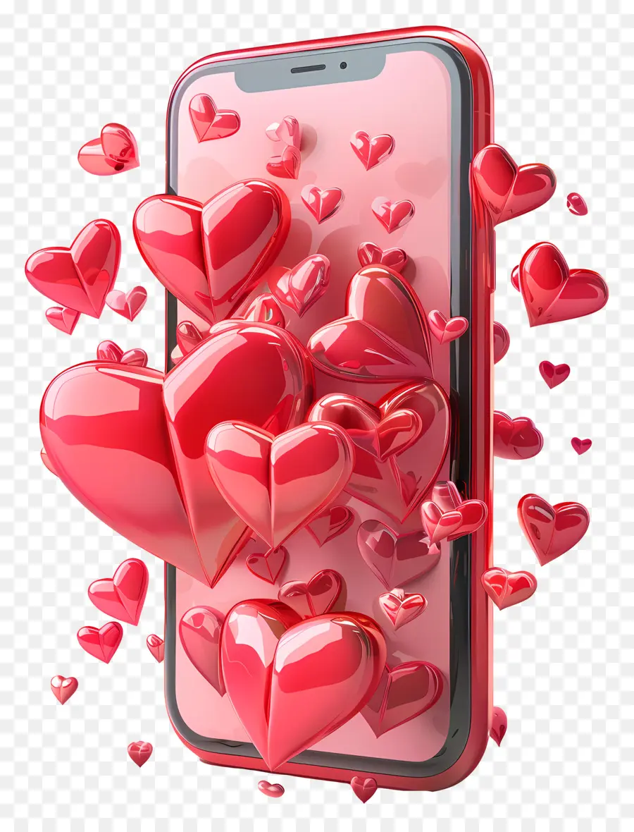 Любовь дизайн，Красный смартфон PNG