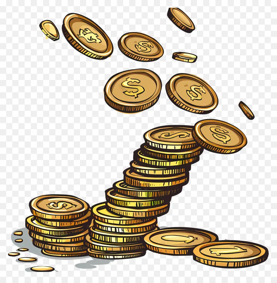 Увеличение денег，золотые монеты PNG