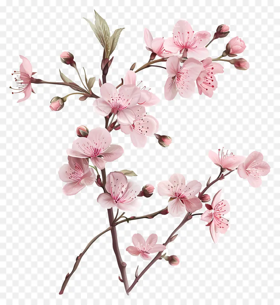 Сакура цветы，розовые цветы PNG