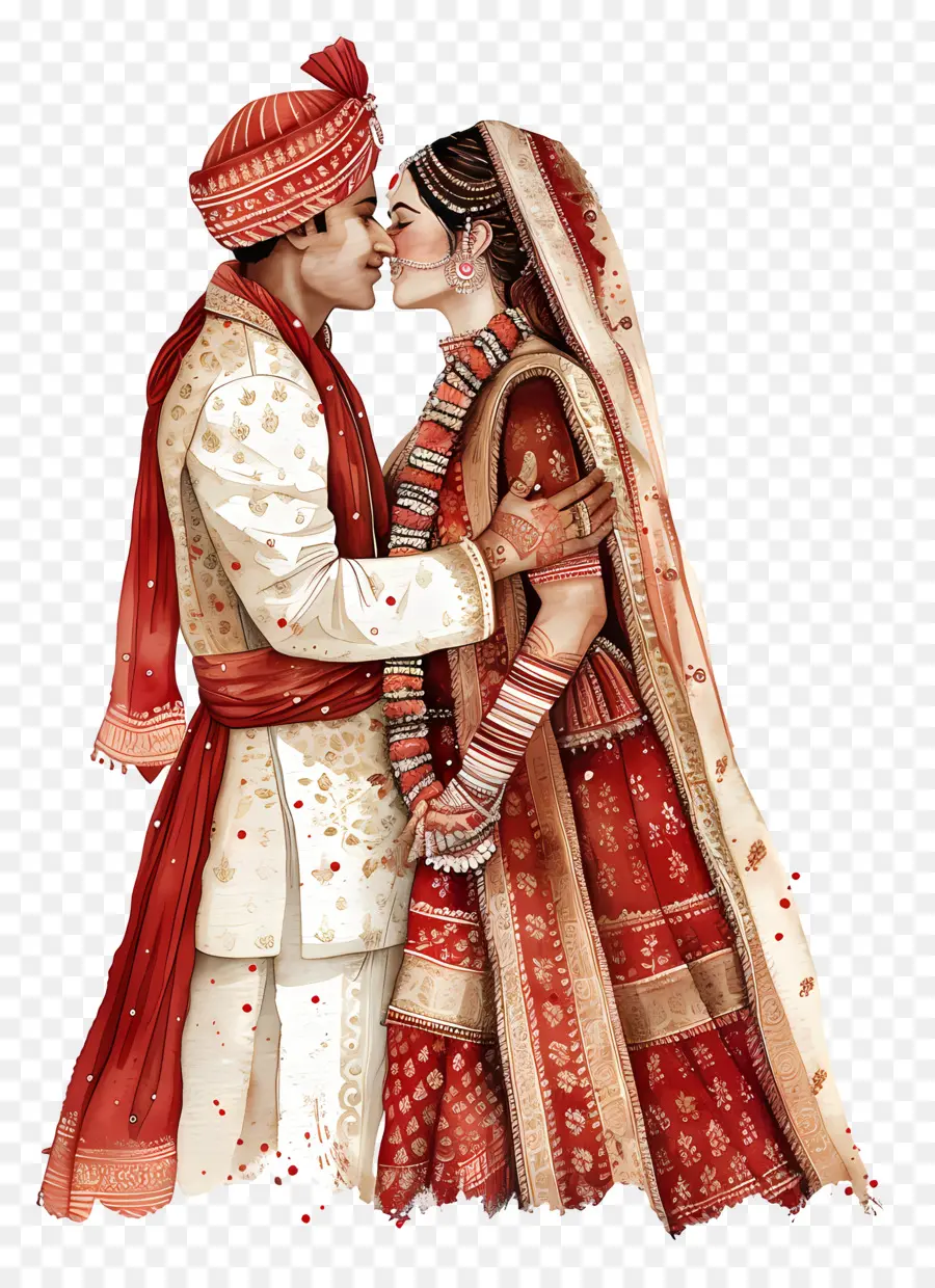 индийская свадьба，Традиционная свадебная одежда PNG