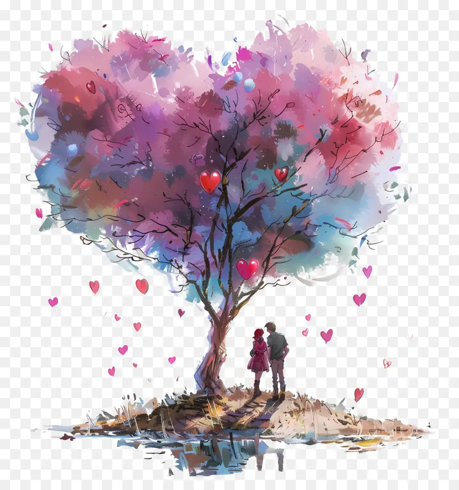 Любовь дизайн，дерево в форме сердца PNG