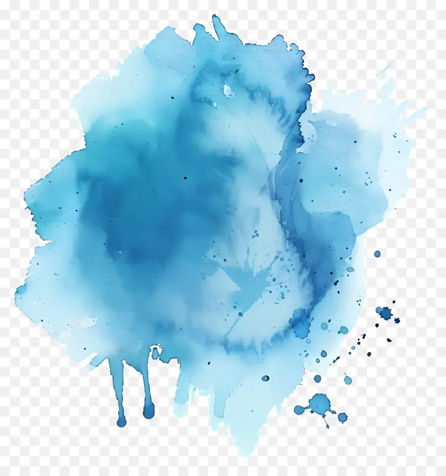синий акварельный всплеск，акварельные краски PNG