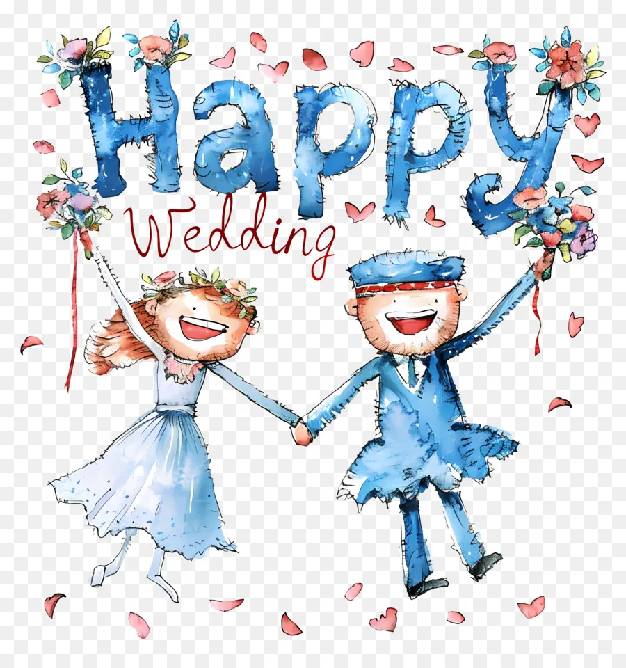 счастливая свадьба，жених и невеста PNG