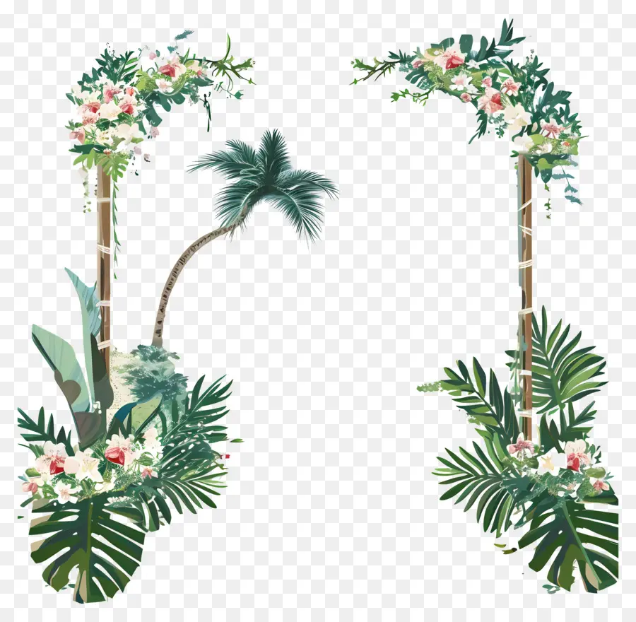 пляж свадебные，тропические растения PNG