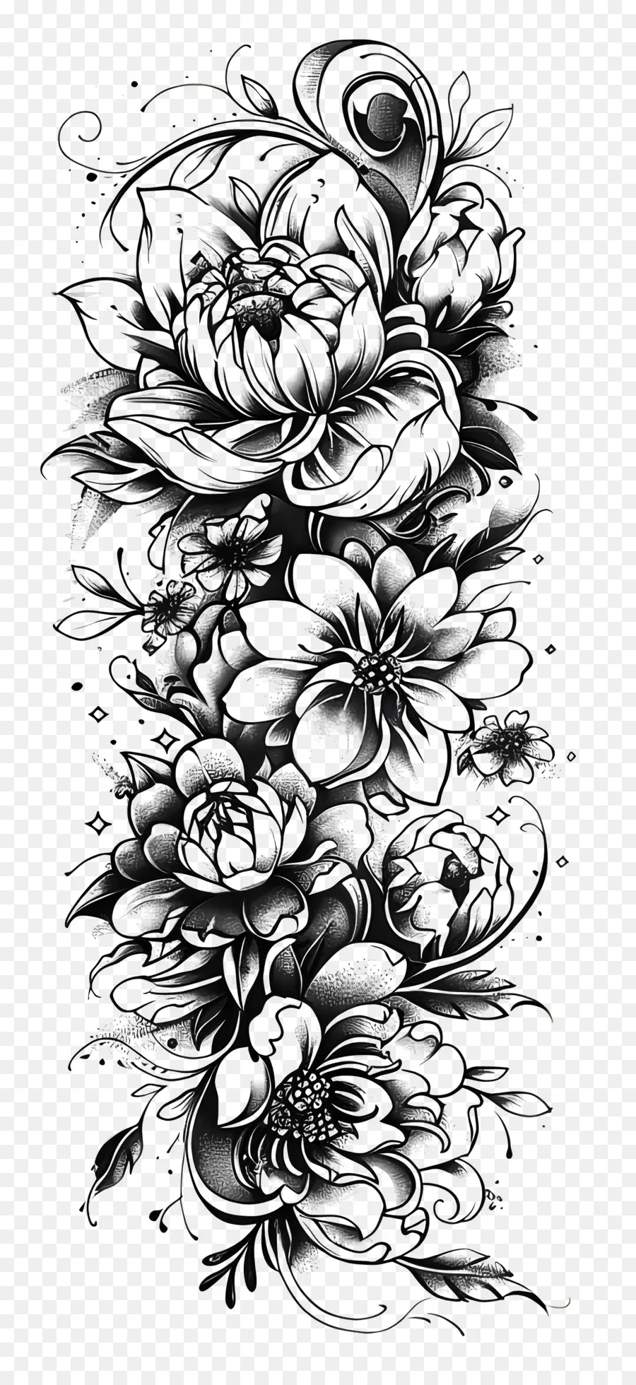 Рукав татуировки，цветочный дизайн PNG