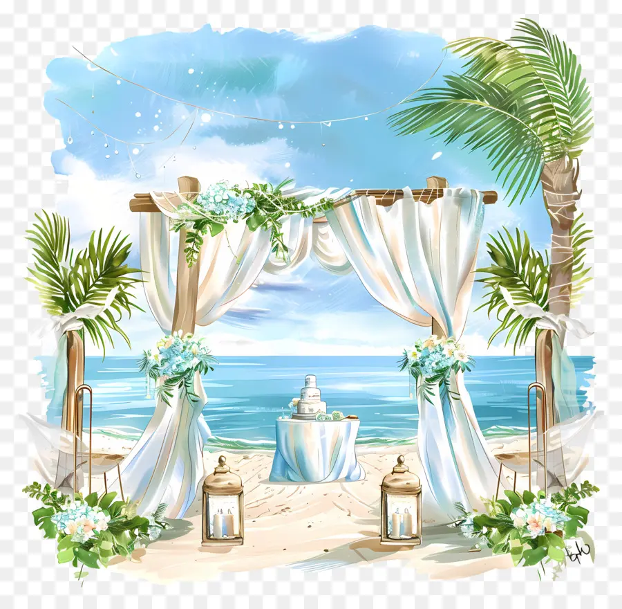пляж свадебные，свадебная арка PNG
