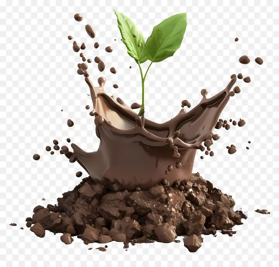 брызги почвы，роста растений PNG