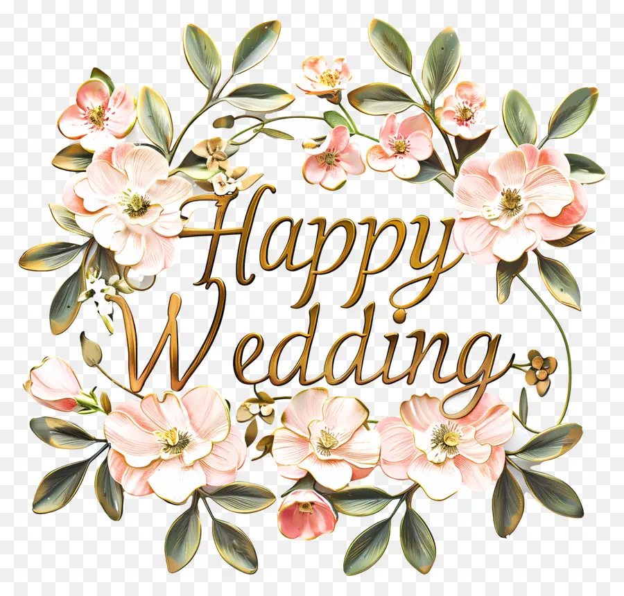 счастливая свадьба，Розовые цветы PNG