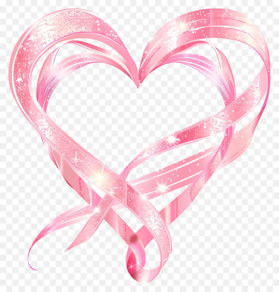 розовое сердце，Розовая ленточная лента PNG