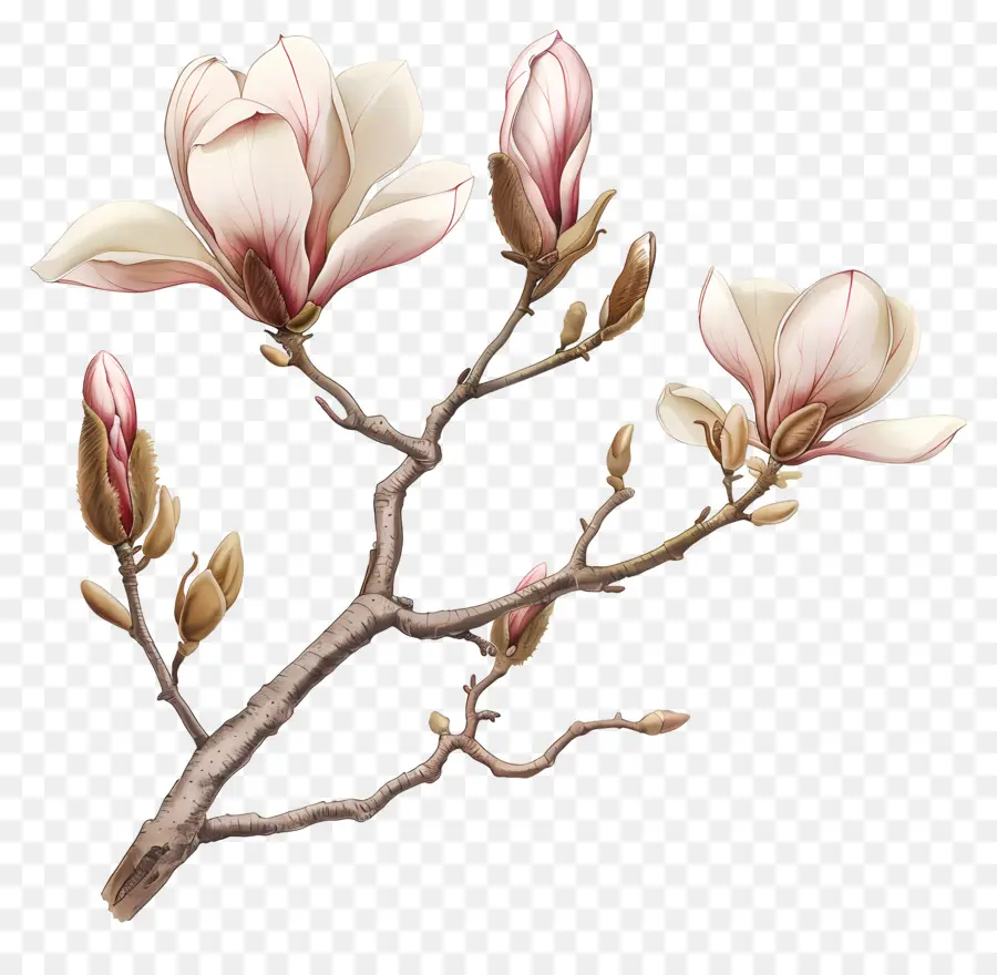 магнолия цветы，расцветающее дерево PNG