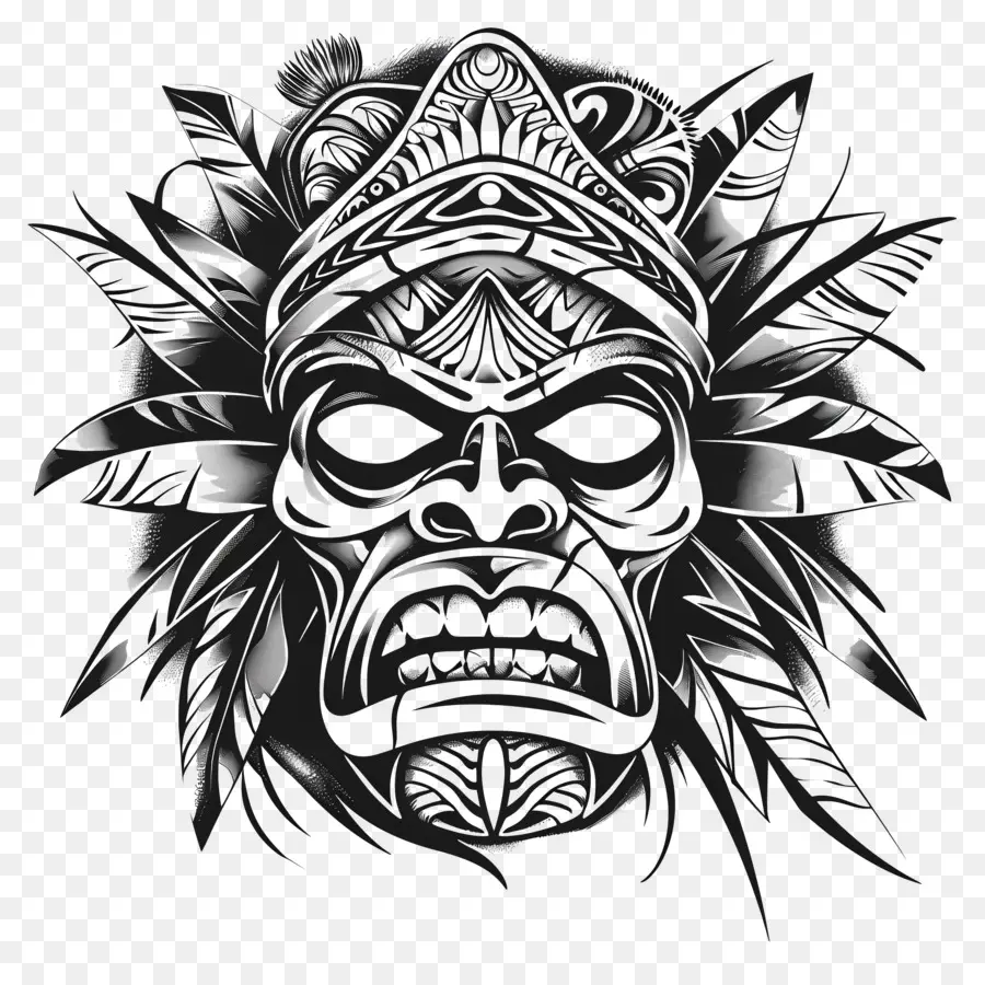 Полинезийская татуировка，тики маски PNG