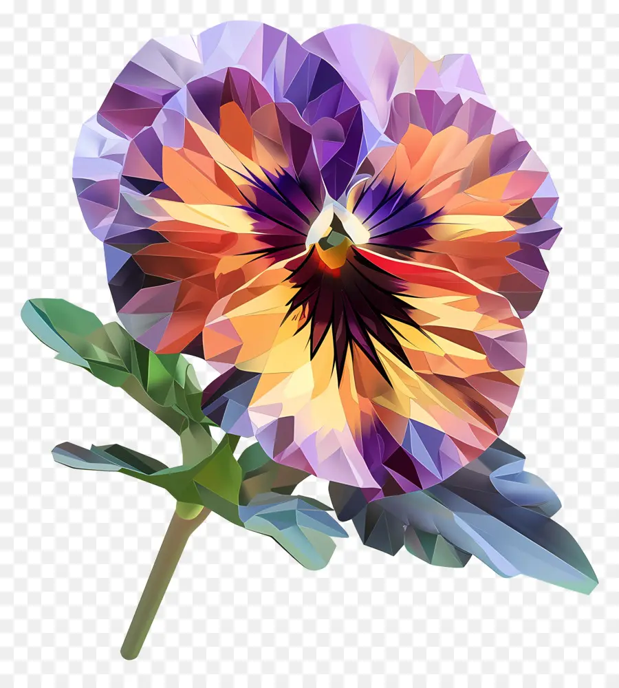 Цифровое цветочное искусство，Низкий поли цветок PNG