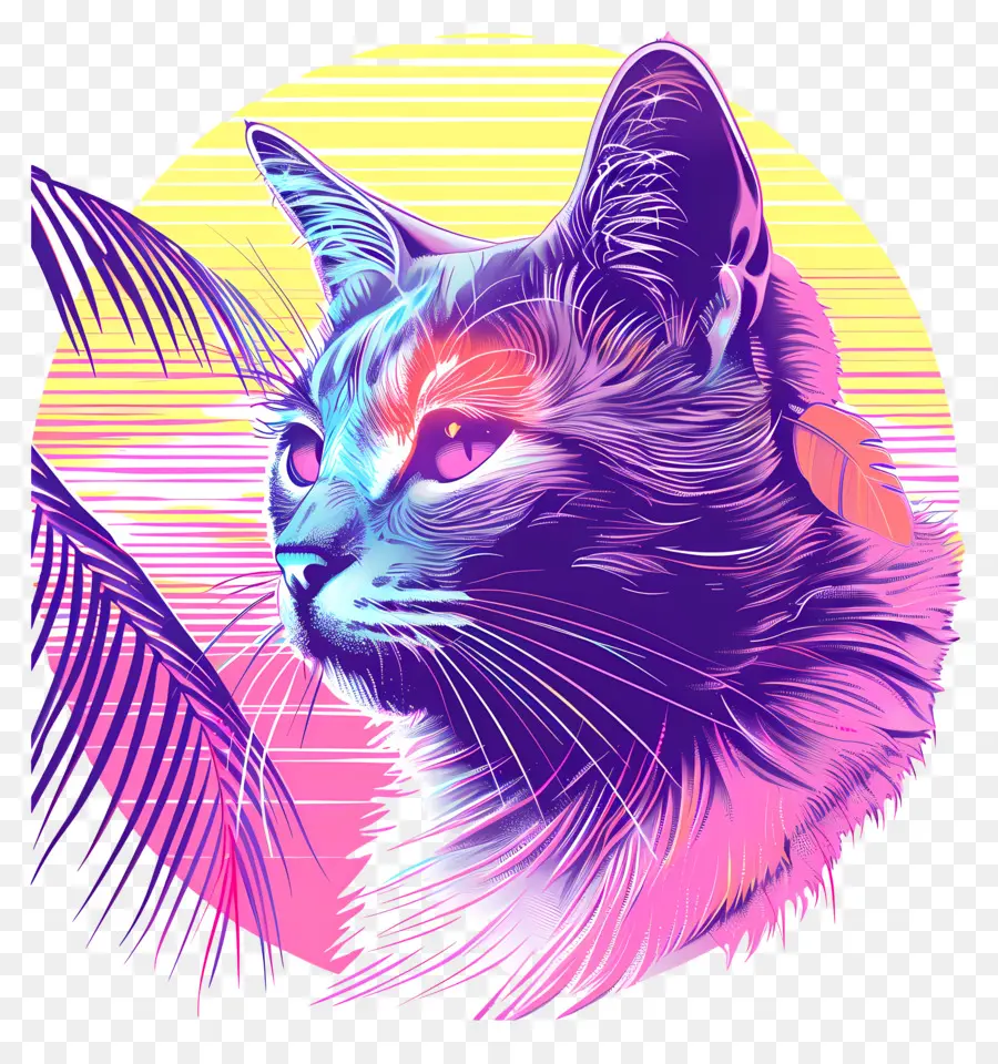 Пароволная кошка，Vaporwave PNG