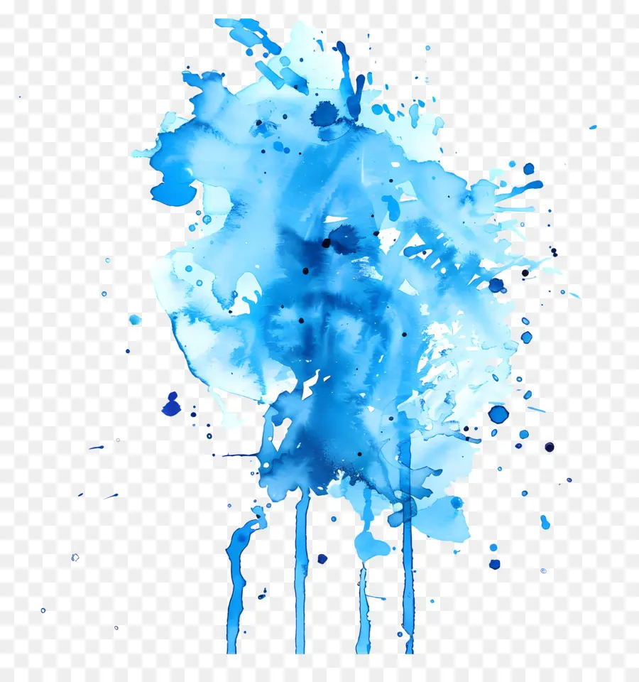 синий акварельный всплеск，Абстрактное искусство PNG