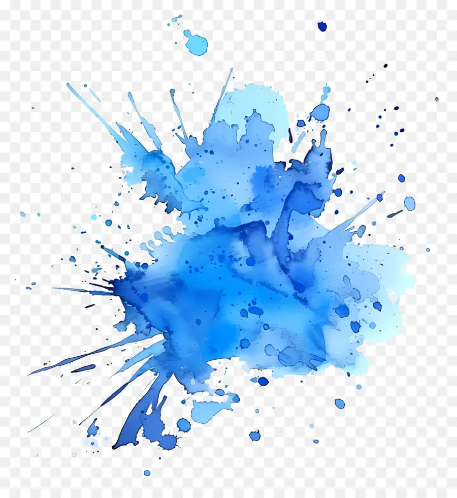синий акварельный всплеск，акварельная живопись PNG