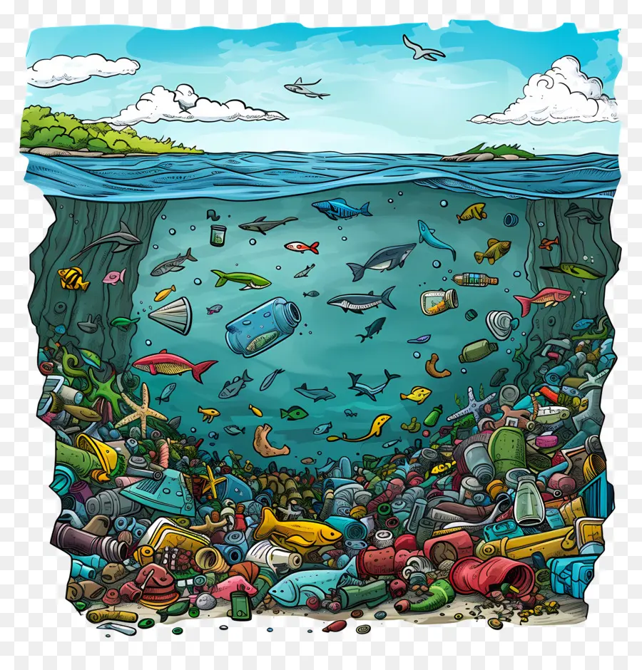 пластиковых отходов，Морской мусор PNG