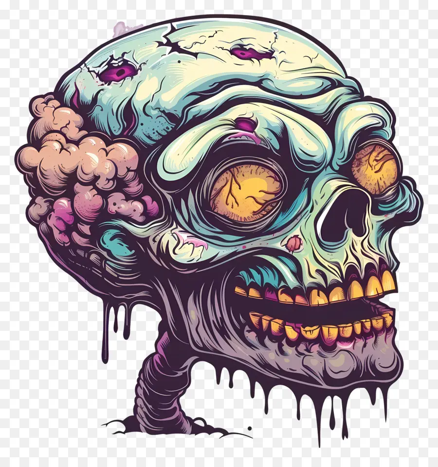 зомби головы，мультфильм череп PNG