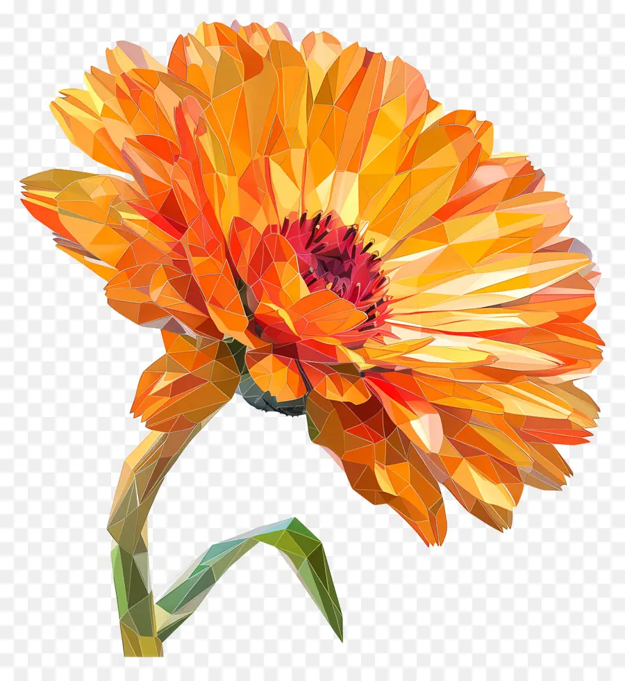 цифровой цветок，Лоуполигон Цветок PNG