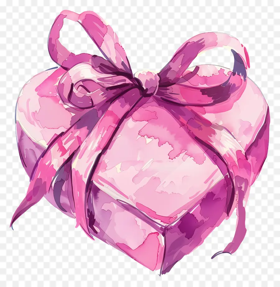 розовое сердце，Розовая подарочная коробка PNG
