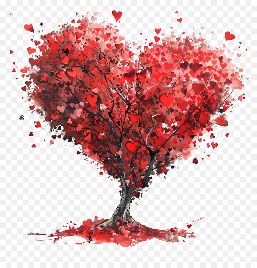Любовь дизайн，дерево в форме сердца PNG
