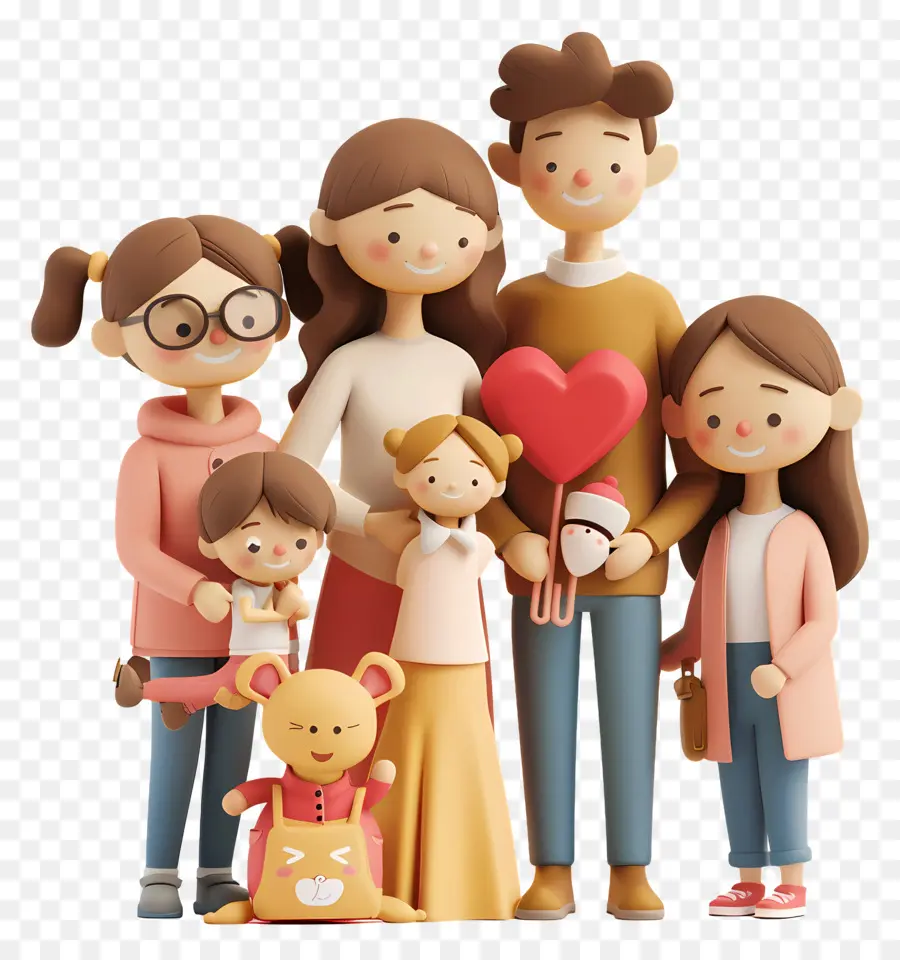 Международный День семьи，семейный мультфильм PNG