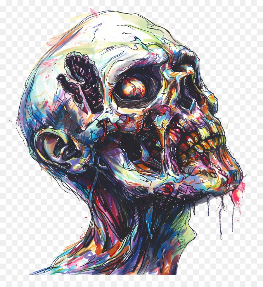 зомби головы，цифровая живопись PNG