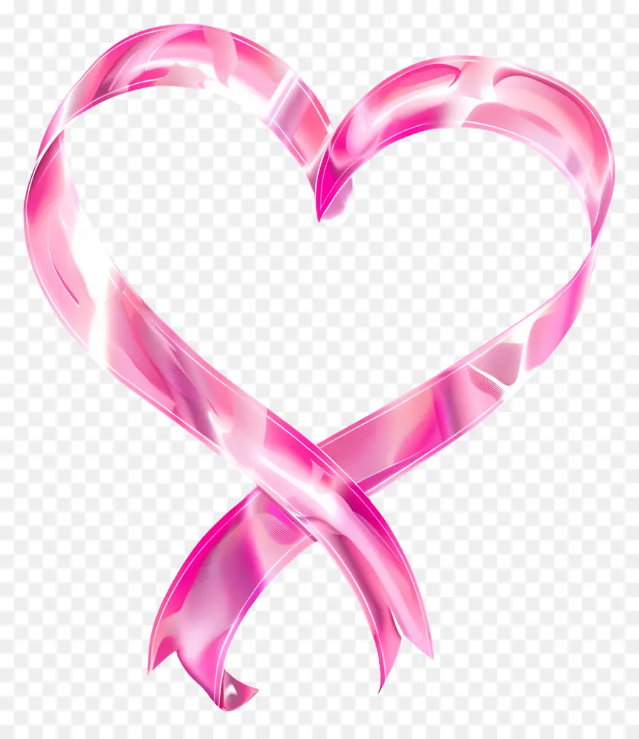 розовое сердце，розовая лента PNG