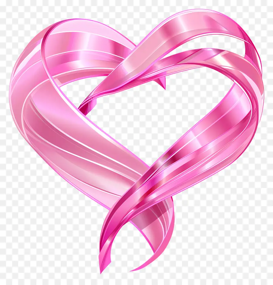 розовое сердце，розовая лента PNG