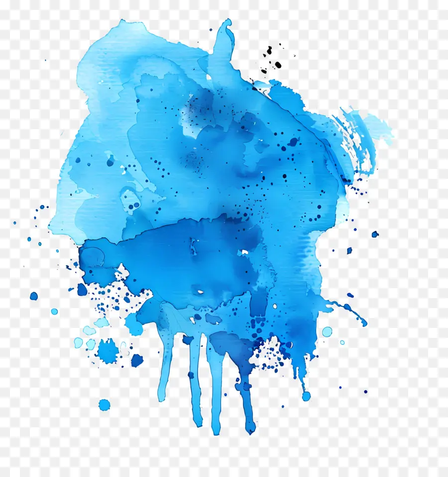 синий акварельный всплеск，акварельная живопись PNG