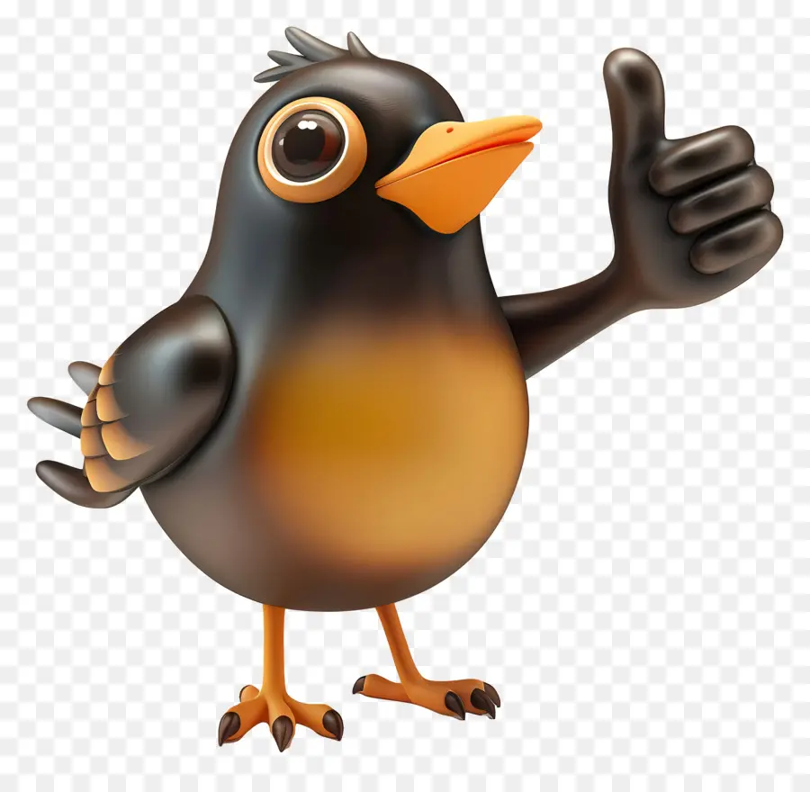 палец вверх，мультфильм птица PNG