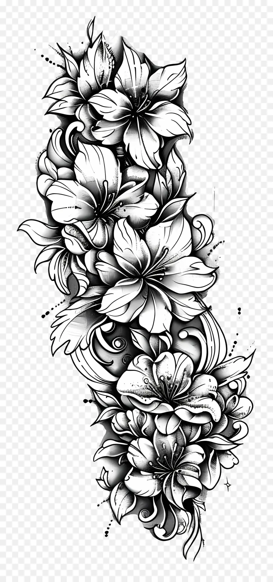 Рукав татуировки，цветочный дизайн PNG