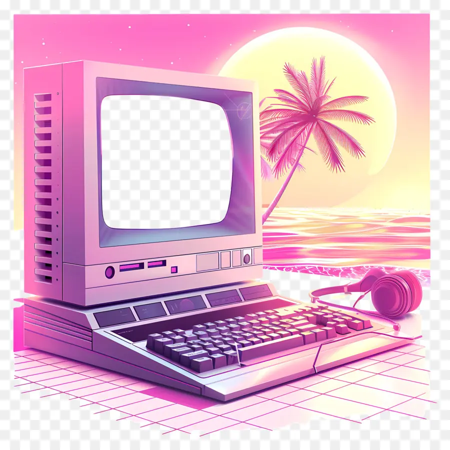 Паровороночный компьютер，Vaporwave PNG