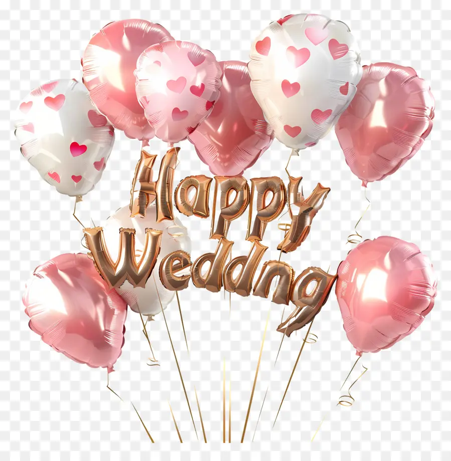счастливая свадьба，воздушные шары PNG