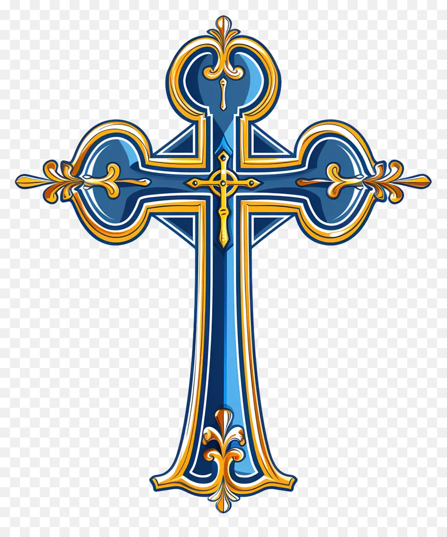 Христианский крест，Синий Крест PNG