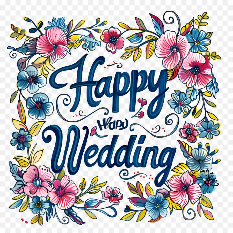 счастливая свадьба，Рукописный дизайн PNG