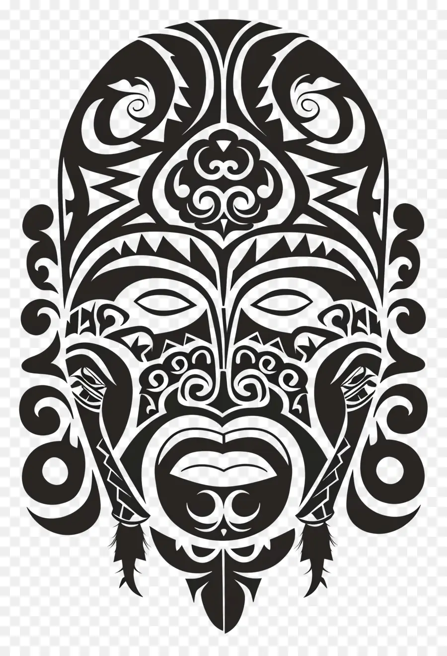 маори татуировки，племенной маска PNG