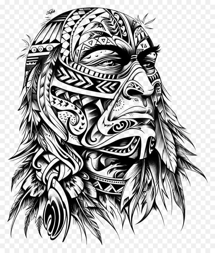 Полинезийская татуировка，борода PNG
