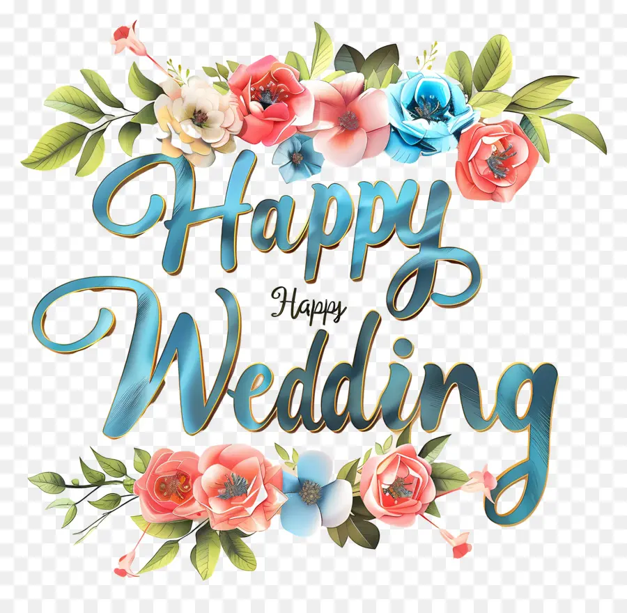 счастливая свадьба，цветочный дизайн PNG