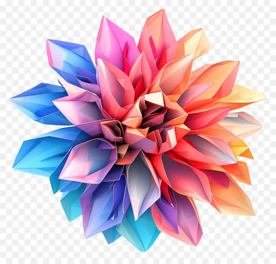 цифровой цветок，бумажный цветок PNG