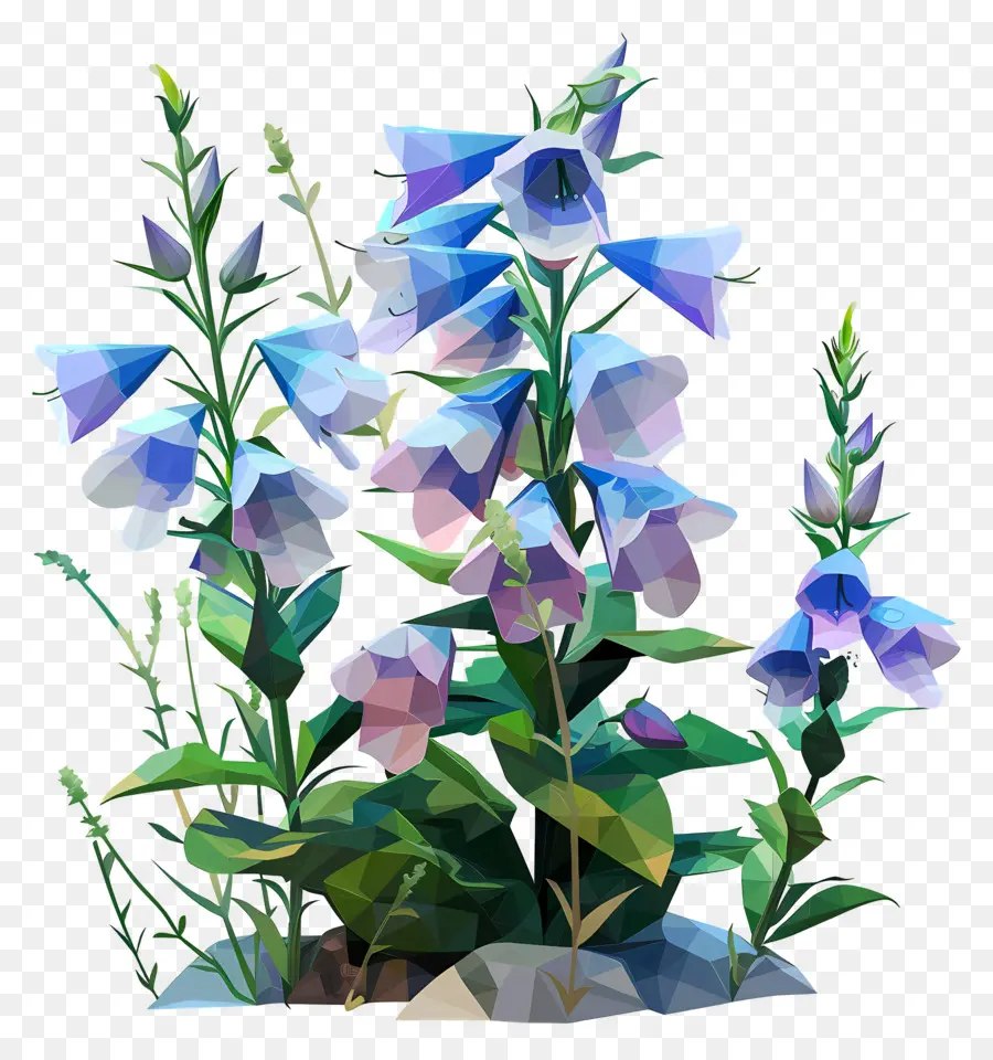 Цифровое цветочное искусство，Синие полевые цветы PNG