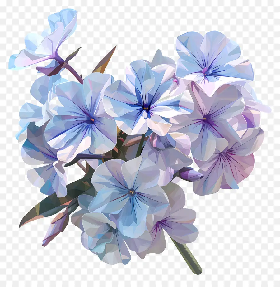 Цифровое цветочное искусство，синие цветы PNG