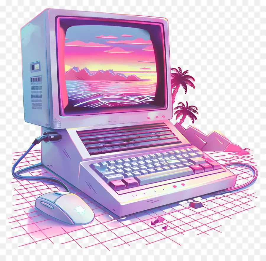 Паровороночный компьютер，Vaporwave PNG