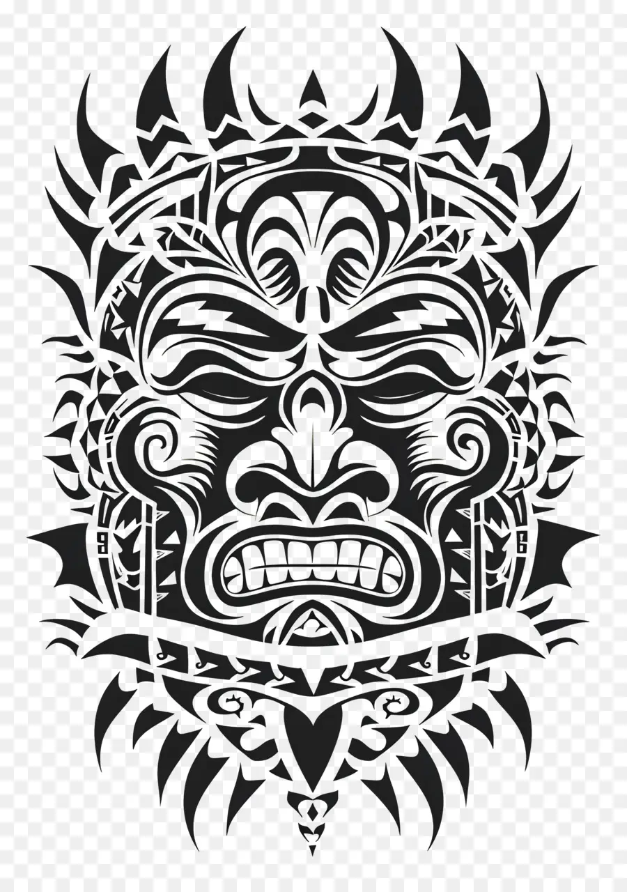 Полинезийская татуировка，племенной маска PNG