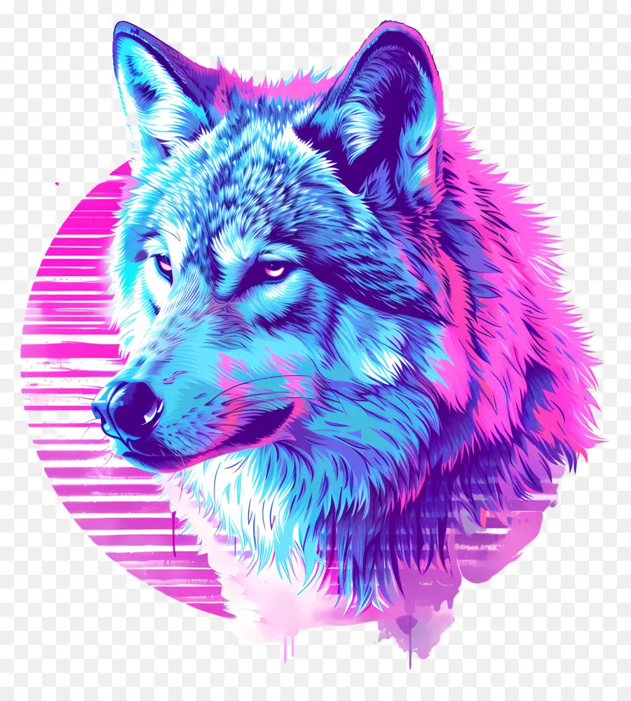 Vaporwave Wolf，Vaporwave PNG