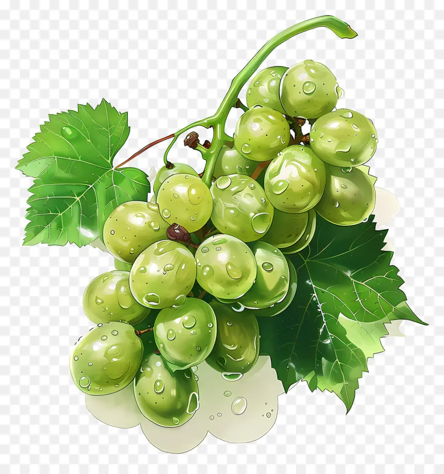 Зеленый виноград，капли росы PNG