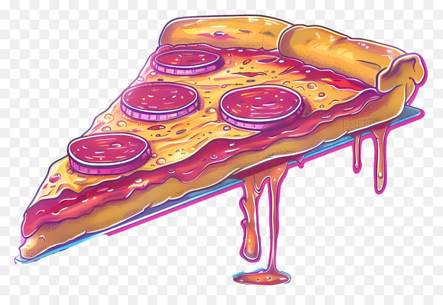 Пароволная пицца，Vaporwave PNG