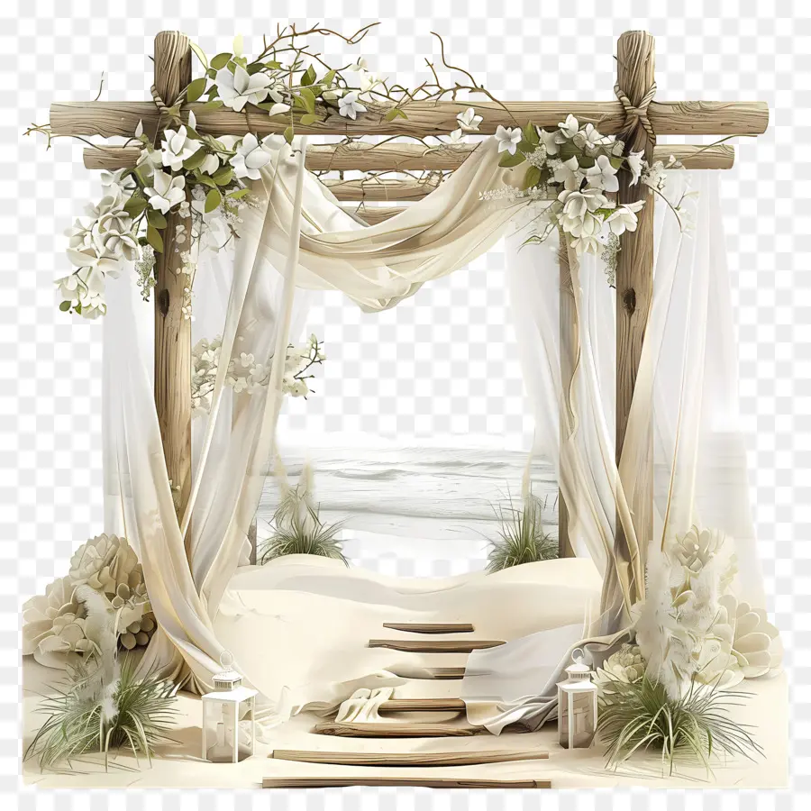 пляж свадебные，свадебная арка PNG