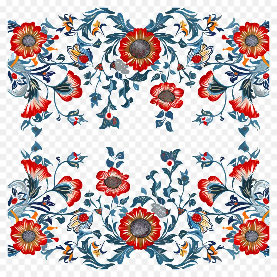Исламский рисунок цветочной границы，Floral Pattern PNG