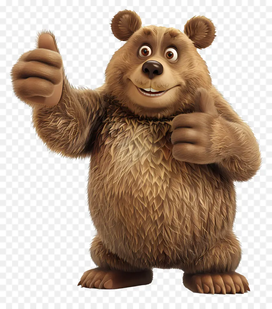 палец вверх，мультфильм медведь PNG